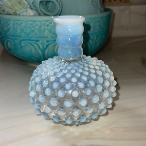 Vintage white opalescent bud vase, Moonstone pattern